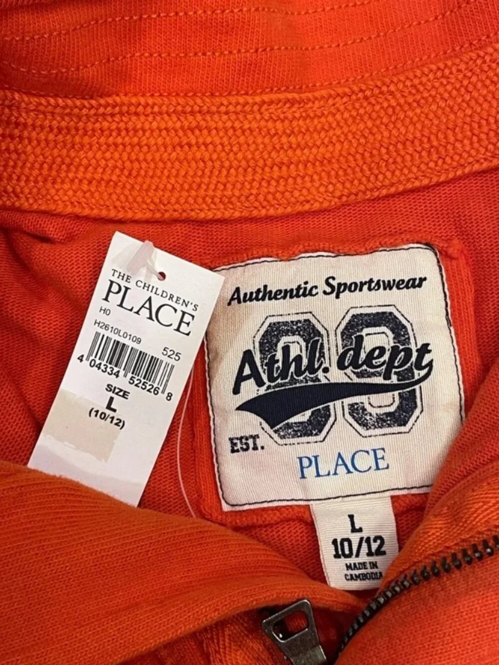 The Children’s Place Boys Orange Half Zip Pullover Sweatshirt L (10/12) NWT